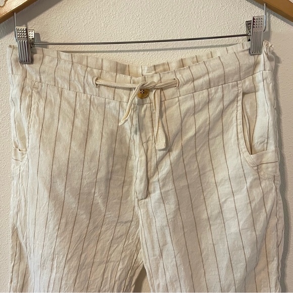 Rawganique Elastic-Free Hemp Bermuda Shorts Natural Ivory Stripes Breathable-S - Picture 4 of 9